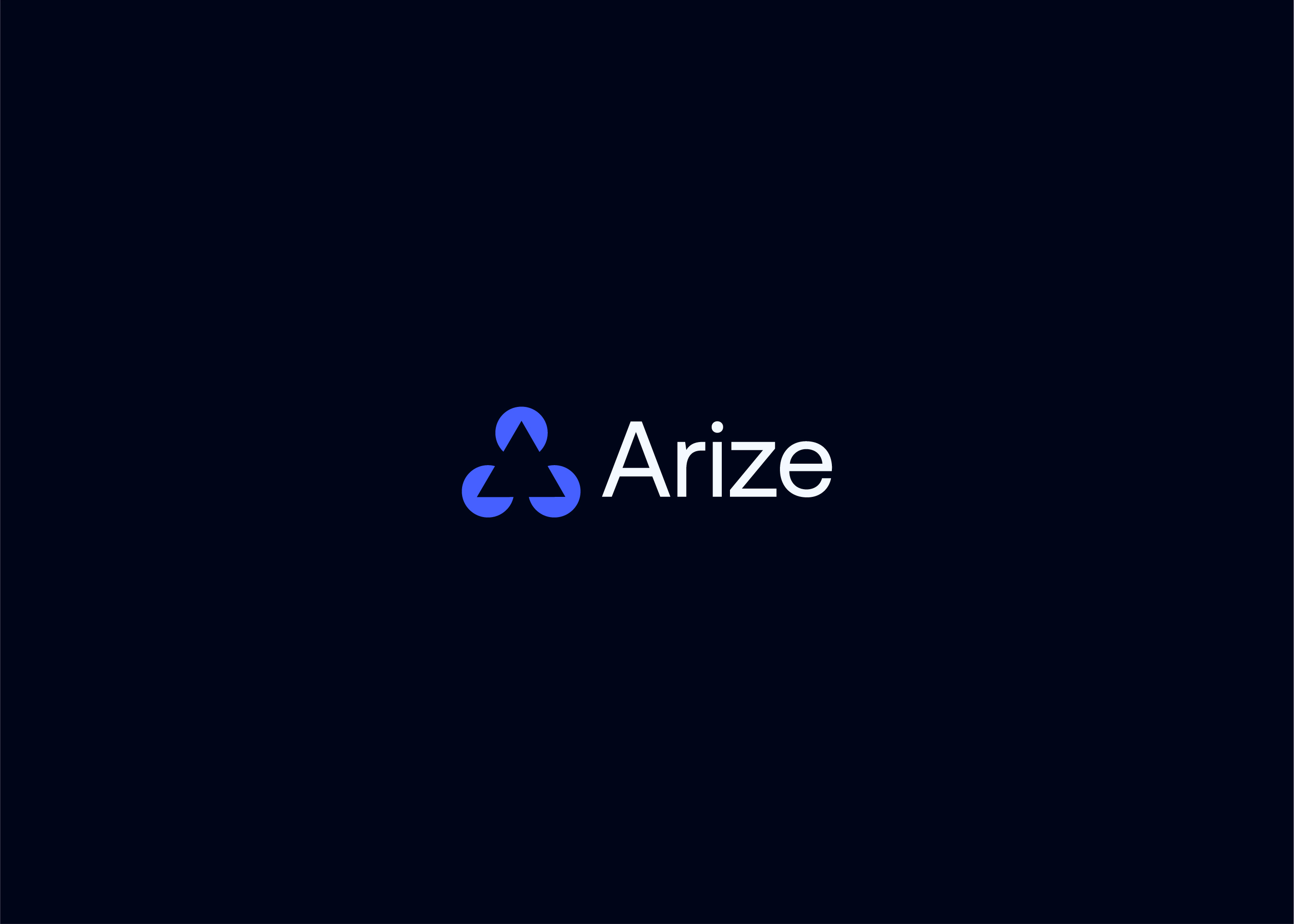 Arize logo on dark navy background — developer-first dark mode brand identity