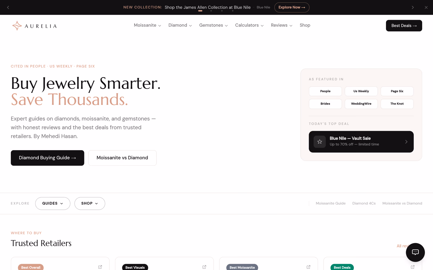 Moissanite by Aurelia — luxury jewellery website design and e-commerce build by Evoke Studio