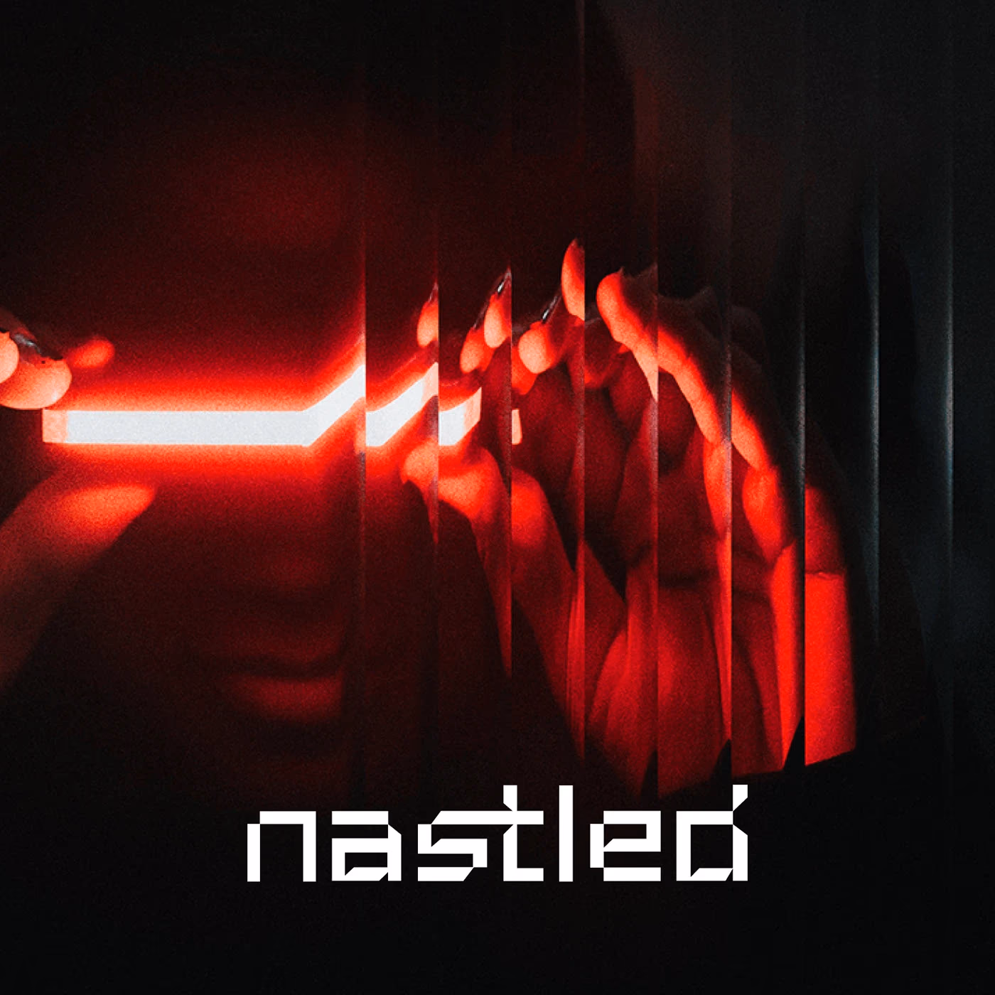 Nastled futuristic typographic wordmark designed by Evoke Studio
