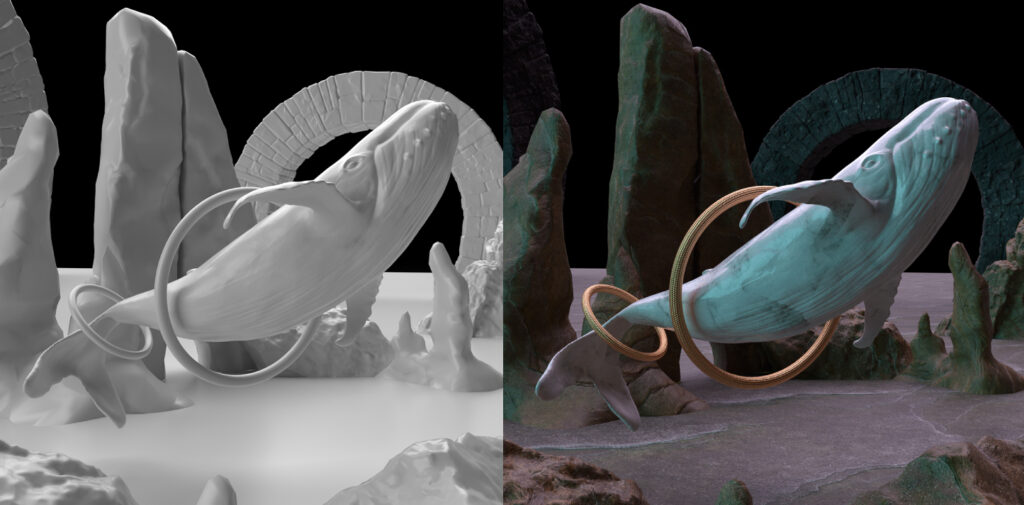 A whale design using Adobe Dimension