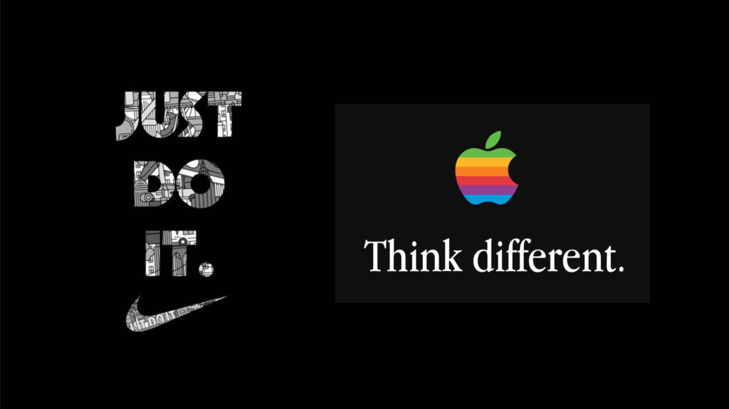 Nike and Apple logo with their slogan