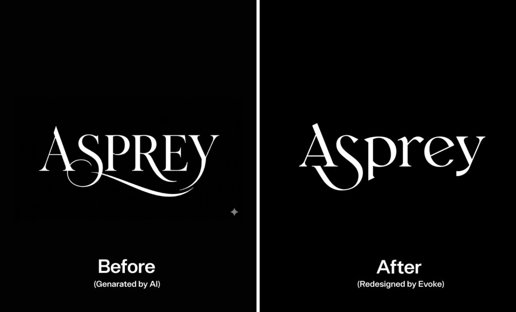 Asprey logo before and after ai to vector transition